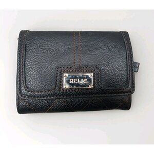 Relic Leather Wallet Brown Zip Pocket Coin Purse Card Slots Bi-Fold Wallet